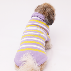 Cozy & Stylish Dog Sweater in Purple Stripes